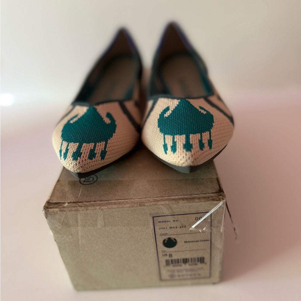Rothy's The Point Moroccan Green Flats Women’s 8 New In Box